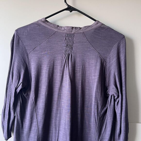 Anthropologie Tiny Blouse Women Medium Purple Black Velvet Burnout Silk Flaw - Picture 7 of 16